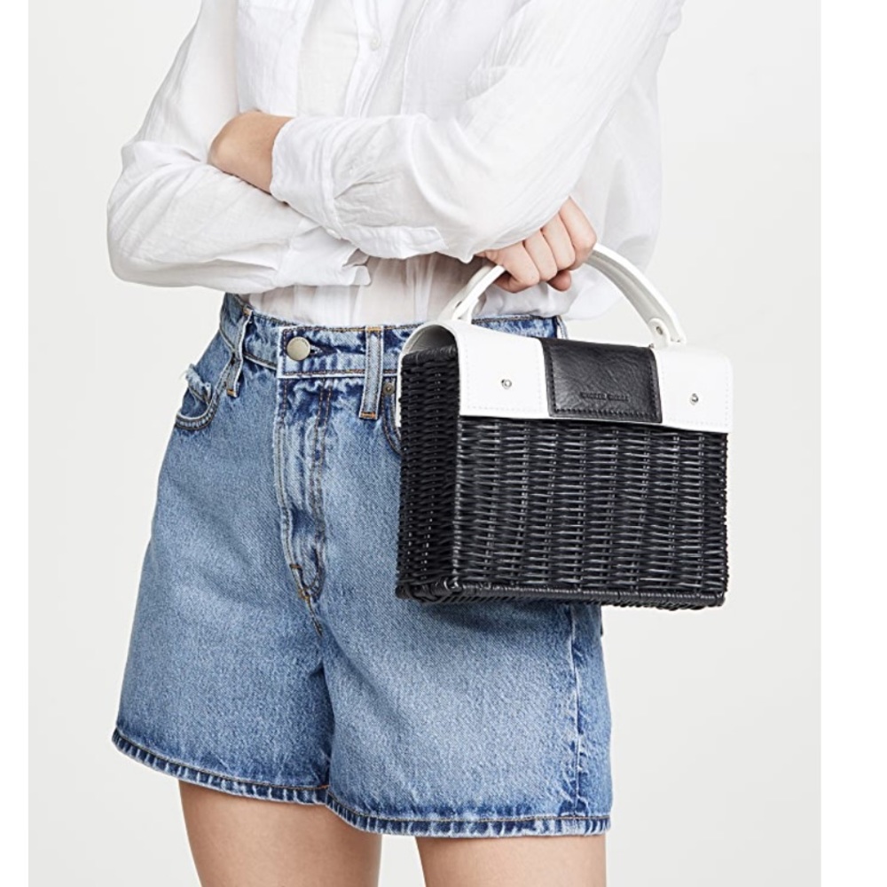 Wicker black and white tote and shoulder bag! NWT